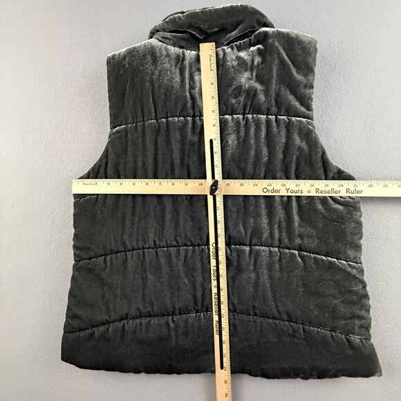 Loft Puffer Vest Women's Medium Quilted Design Pockets Full Zip Green Velvet - Picture 6 of 10